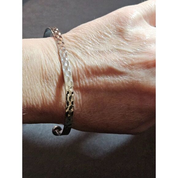 Silver tone hammered cuff bracelet - Picture 1 of 10